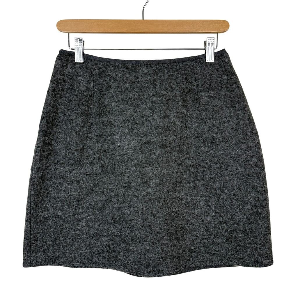 Vintage Emanuel Ungaro Liberte Wool Mini Skirt Petite M Gray 90s Minimal